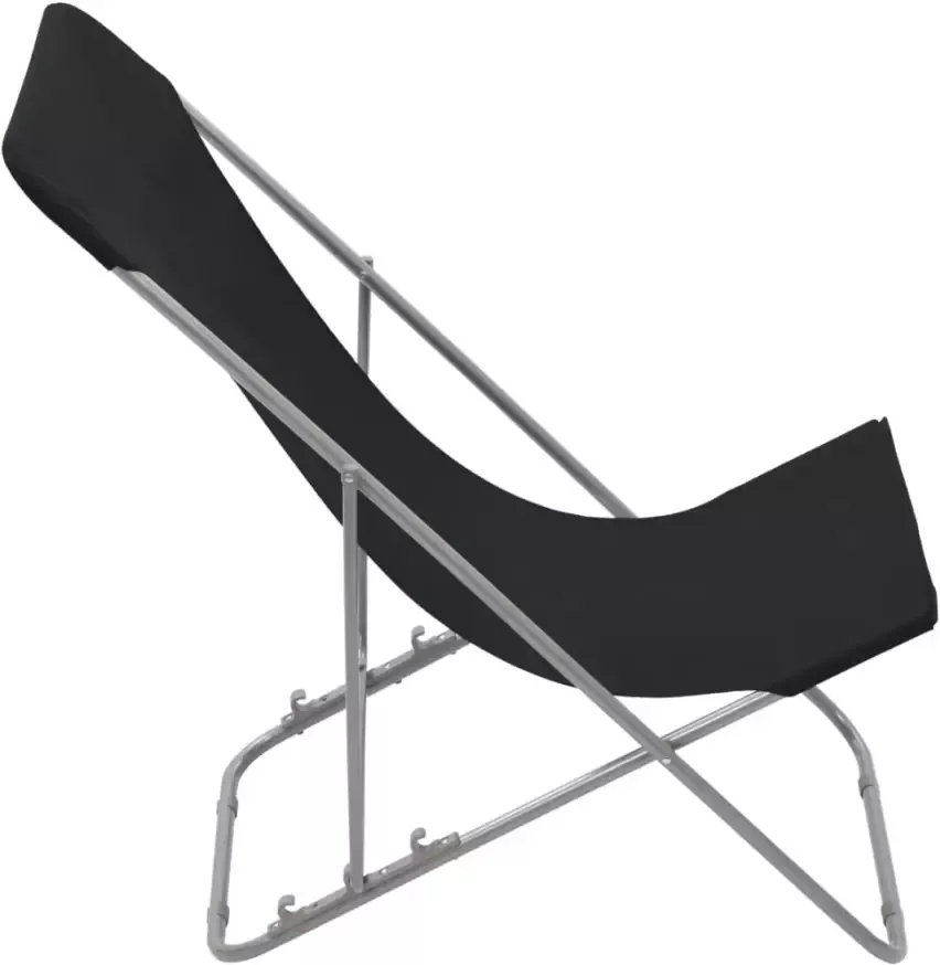 VIDAXL Strandstoelen inklapbaar 2 st staal en oxford stof zwart