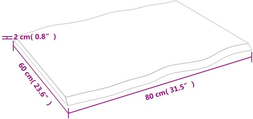 VidaXL -Tafelblad-natuurlijke-rand-80x60x2-cm-eikenhout-donkerbruin - Foto 5