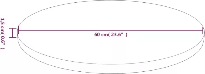 VidaXL -Tafelblad-rond-Ø60x1 5-cm-bewerkt-massief-eikenhout-donkerbruin - Foto 2