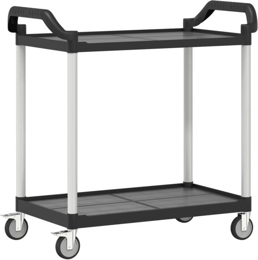 VIDAXL Trolley 2-laags 99x50x97 cm aluminium zwart - Foto 3