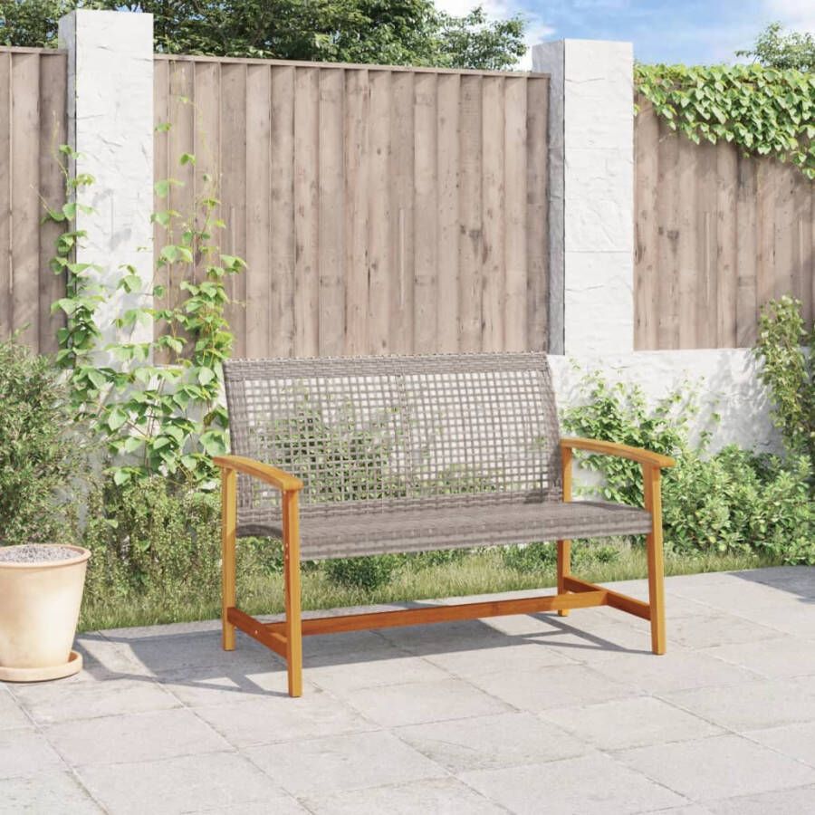 VIDAXL Tuinbank 112 cm poly rattan en acaciahout grijs - Foto 1