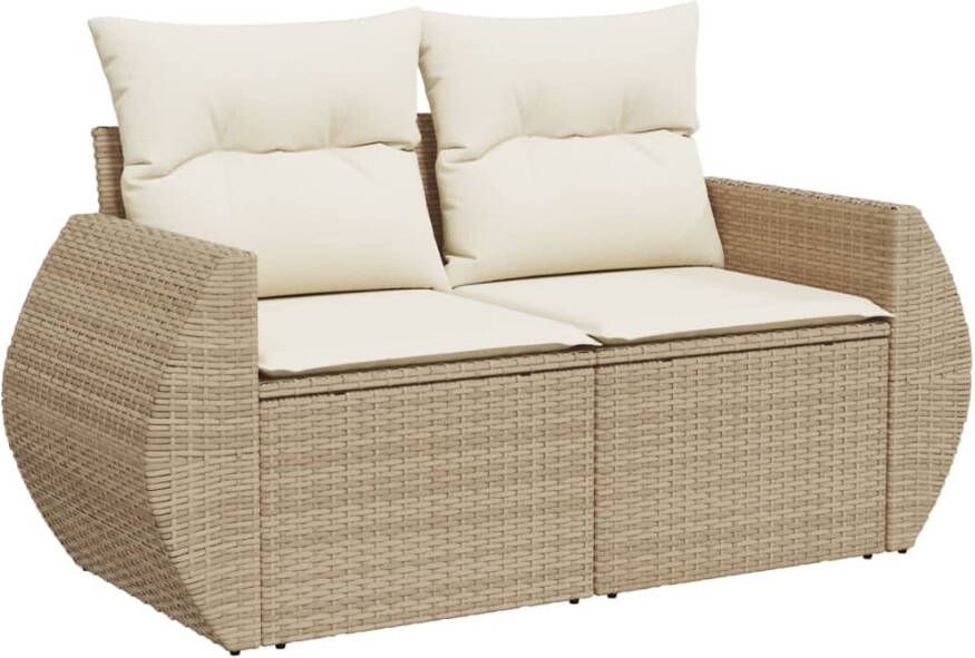 VIDAXL Tuinbank 2-zits met kussens poly rattan beige - Foto 2