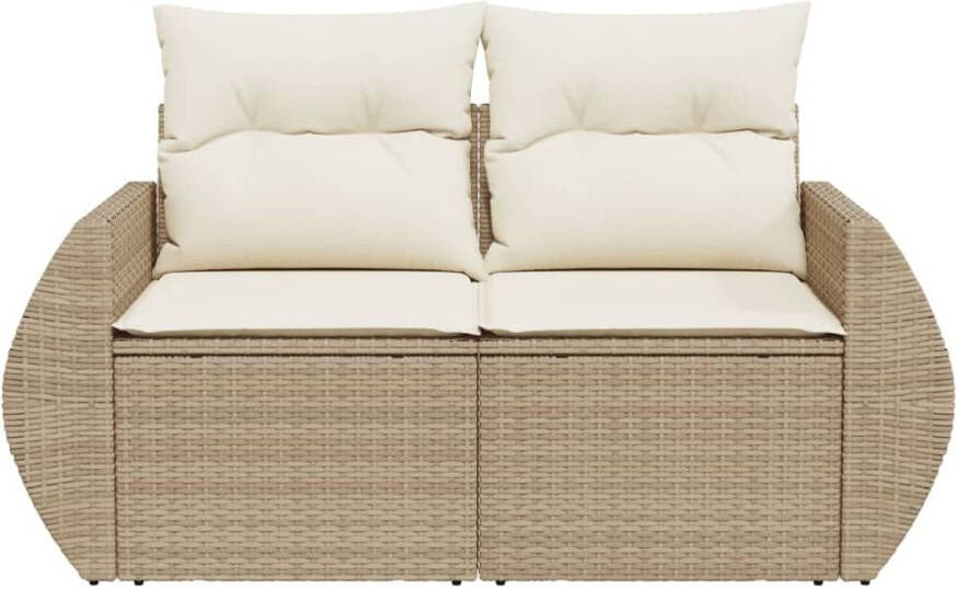 VIDAXL Tuinbank 2-zits met kussens poly rattan beige - Foto 3