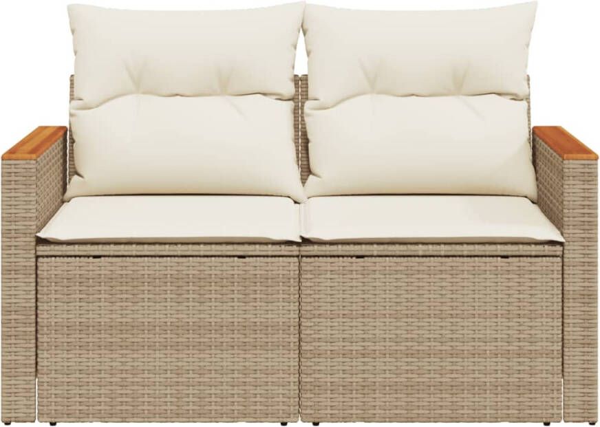 VIDAXL Tuinbank 2-zits met kussens poly rattan beige - Foto 3