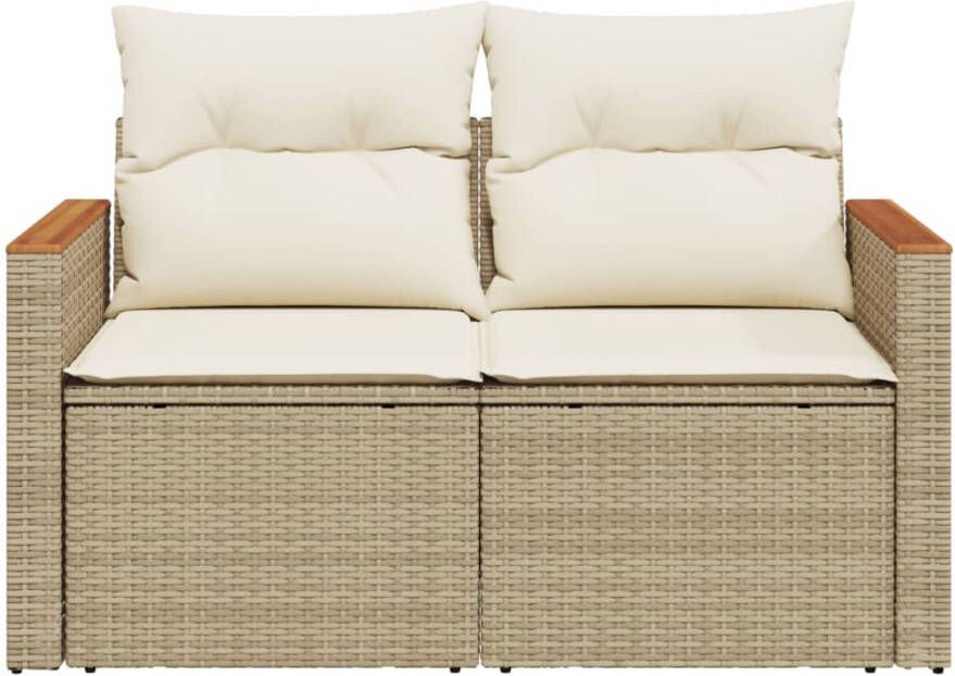 VIDAXL Tuinbank 2-zits met kussens poly rattan beige - Foto 3