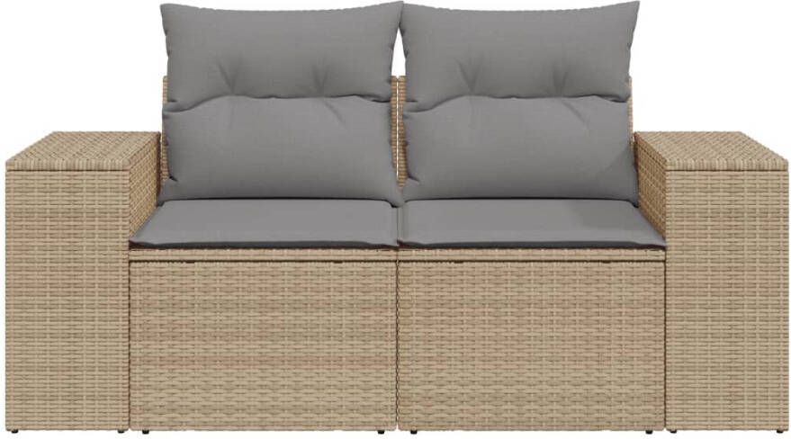 VIDAXL Tuinbank 2-zits met kussens poly rattan beige - Foto 3