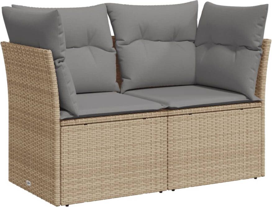 VIDAXL Tuinbank 2-zits met kussens poly rattan beige - Foto 2