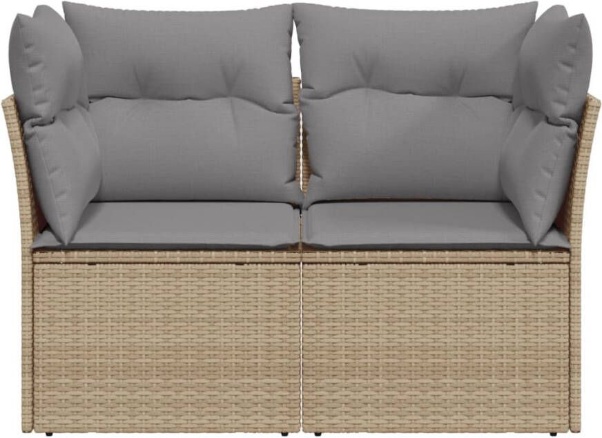 VIDAXL Tuinbank 2-zits met kussens poly rattan beige - Foto 3