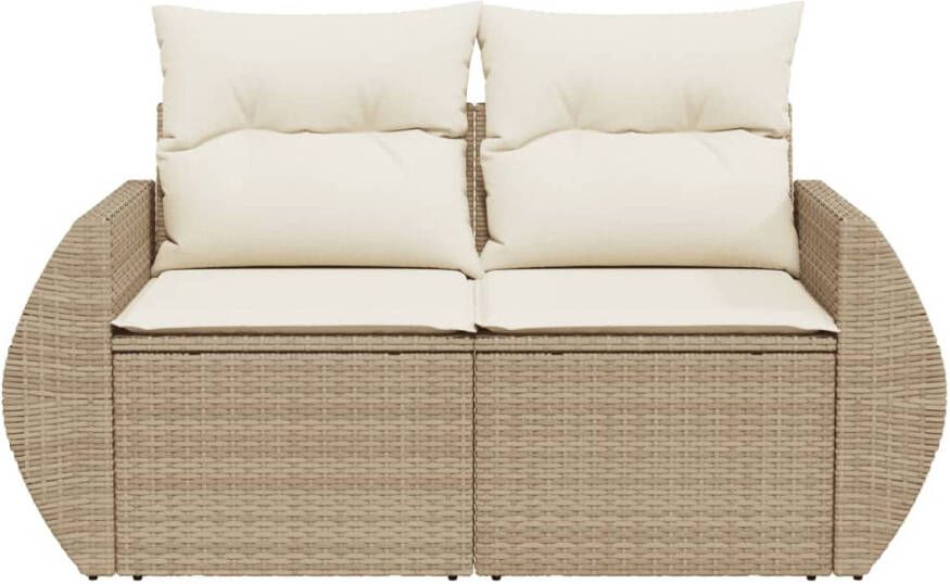 VIDAXL Tuinbank 2-zits met kussens poly rattan beige - Foto 3