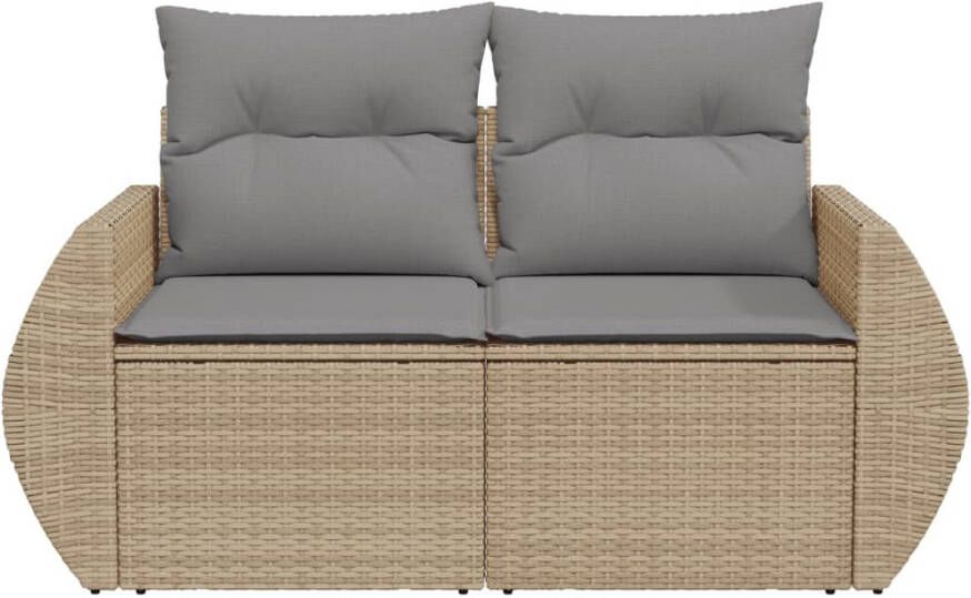 VIDAXL Tuinbank 2-zits met kussens poly rattan beige - Foto 3