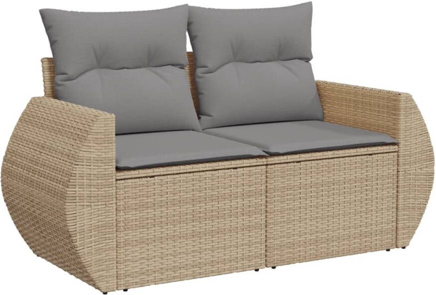 VIDAXL Tuinbank 2-zits met kussens poly rattan beige - Foto 2