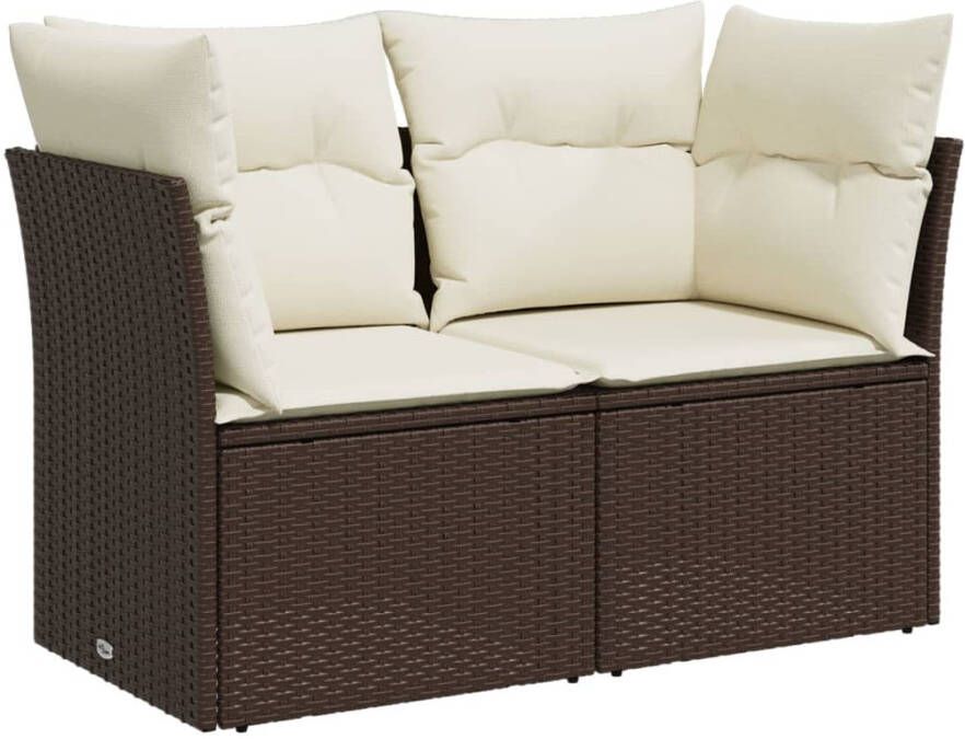 VIDAXL Tuinbank 2-zits met kussens poly rattan bruin - Foto 2