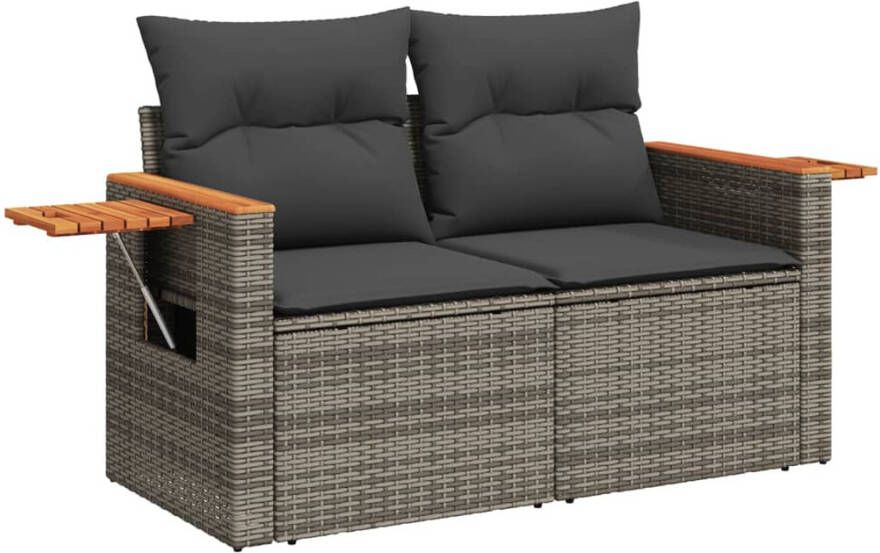 VIDAXL Tuinbank 2-zits met kussens poly rattan grijs - Foto 3