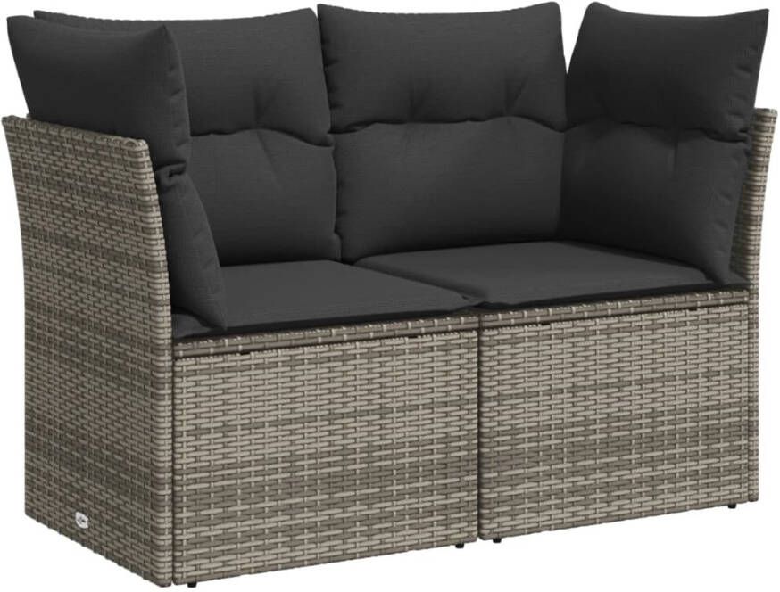 VIDAXL Tuinbank 2-zits met kussens poly rattan grijs - Foto 2