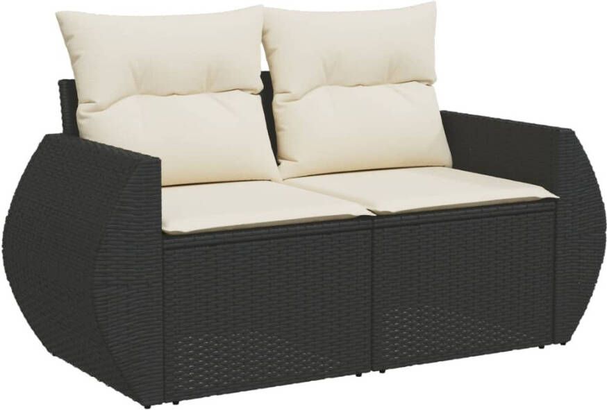 VIDAXL Tuinbank 2-zits met kussens poly rattan zwart - Foto 2