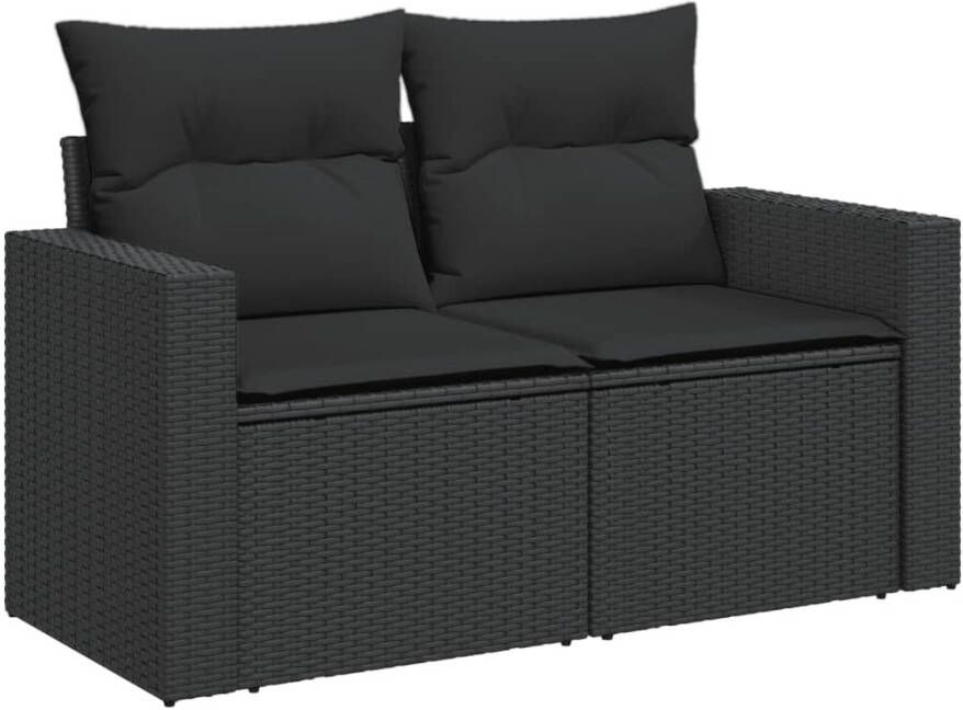 VIDAXL Tuinbank 2-zits met kussens poly rattan zwart - Foto 2