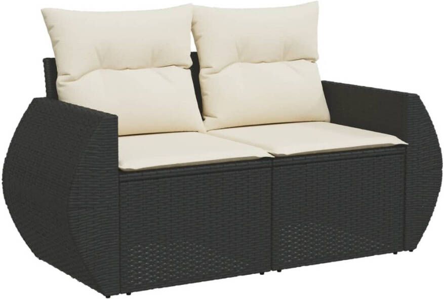 VIDAXL Tuinbank 2-zits met kussens poly rattan zwart - Foto 2