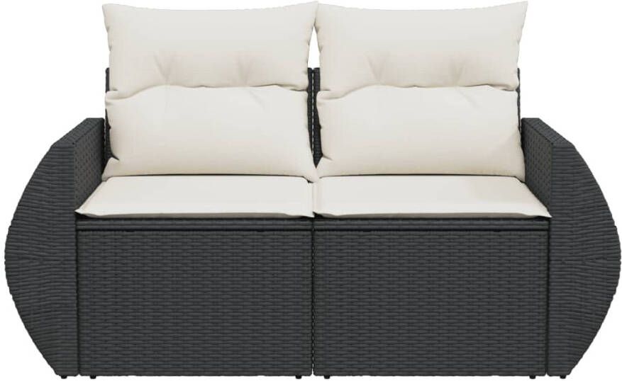 VIDAXL Tuinbank 2-zits met kussens poly rattan zwart - Foto 3