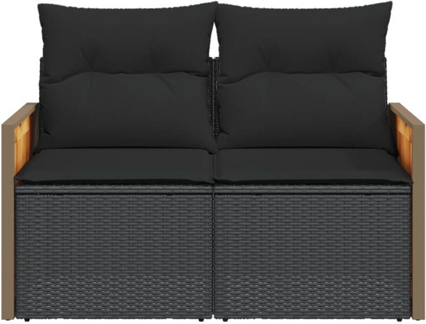 VIDAXL Tuinbank 2-zits met kussens poly rattan zwart - Foto 3