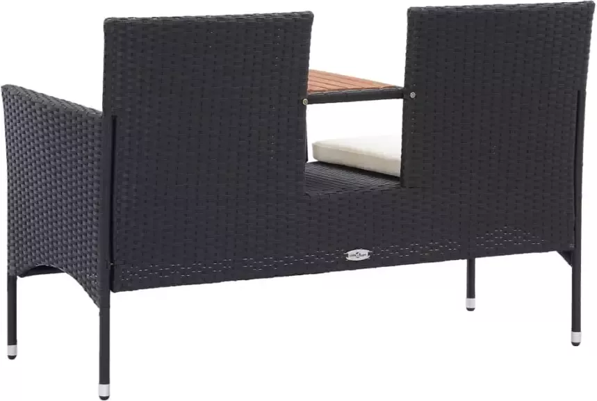 VIDAXL Tuinbank 2-zits met tafeltje 143 cm poly rattan zwart - Foto 2