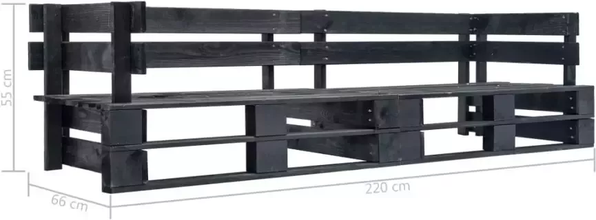 VIDAXL Tuinbank 2-zits pallet hout zwart