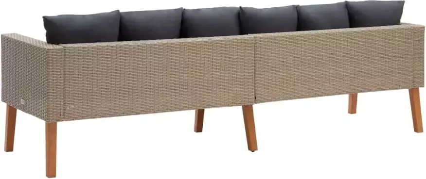 VidaXL Tuinbank 3-zits met kussens poly rattan beige - Foto 2