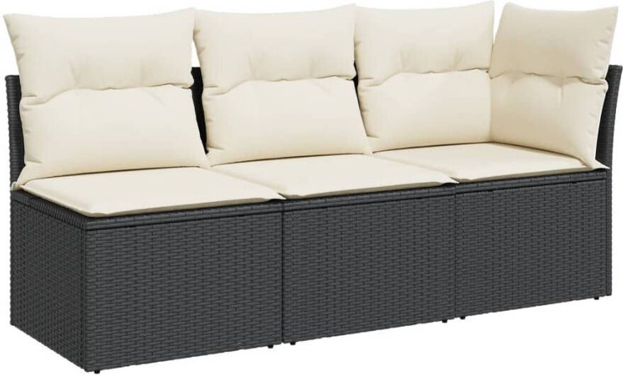 VIDAXL Tuinbank 3-zits met kussens poly rattan zwart - Foto 2