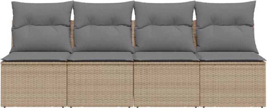 VIDAXL Tuinbank 4-zits met kussens poly rattan beige - Foto 2