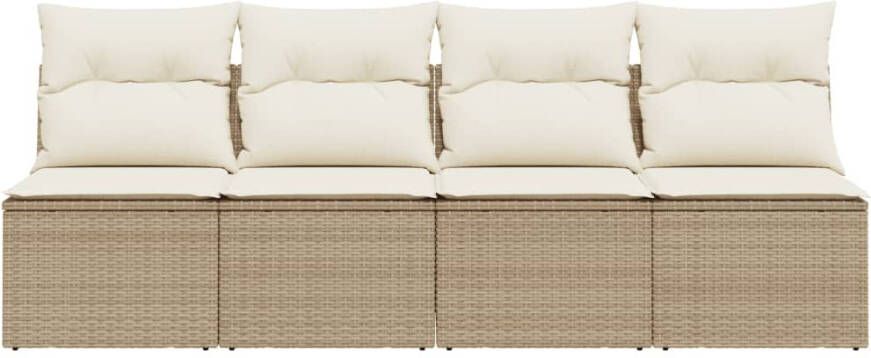 VIDAXL Tuinbank 4-zits met kussens poly rattan beige - Foto 2