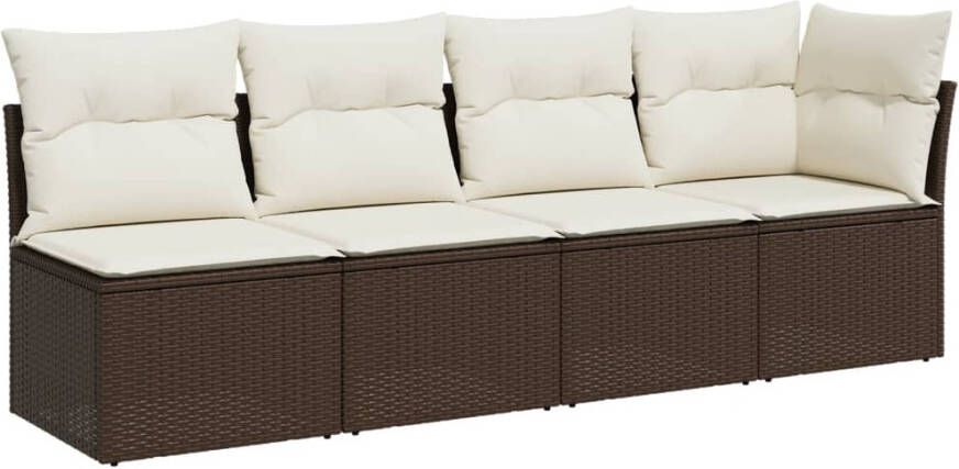 VIDAXL Tuinbank 4-zits met kussens poly rattan bruin - Foto 2