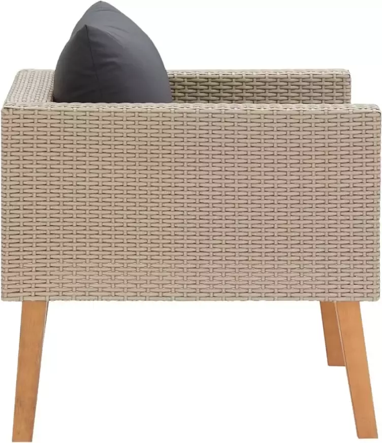 VIDAXL Tuinbank eenzits met kussens poly rattan beige - Foto 2