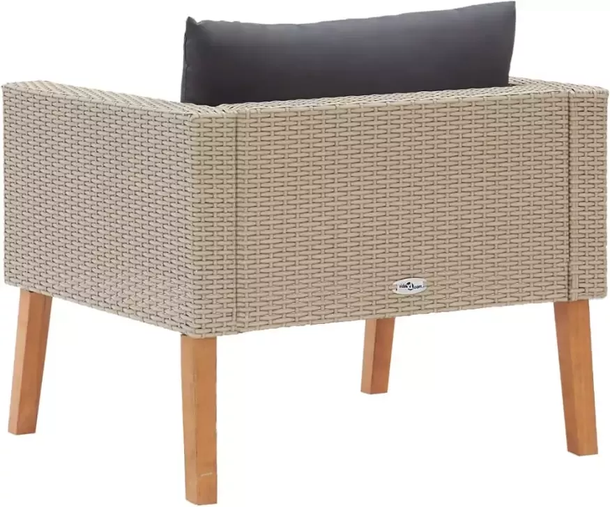 VidaXL Tuinbank eenzits met kussens poly rattan beige - Foto 3