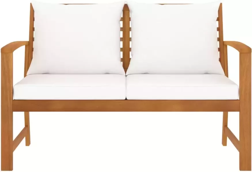VIDAXL Tuinbank met crèmekleurig kussen 120 cm massief acaciahout - Foto 3