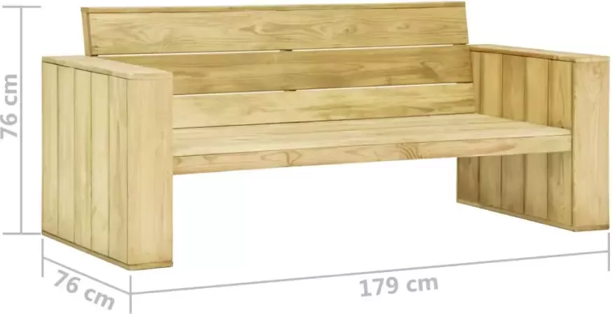 VIDAXL Tuinbank met crèmekleurige kussens 179 cm geïmpregneerd hout - Foto 1