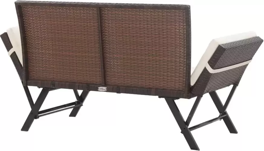 VIDAXL Tuinbank met kussens 176 cm poly rattan bruin - Foto 2