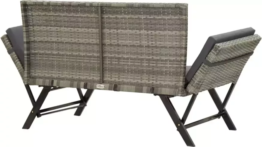 VIDAXL Tuinbank met kussens 176 cm poly rattan grijs - Foto 2