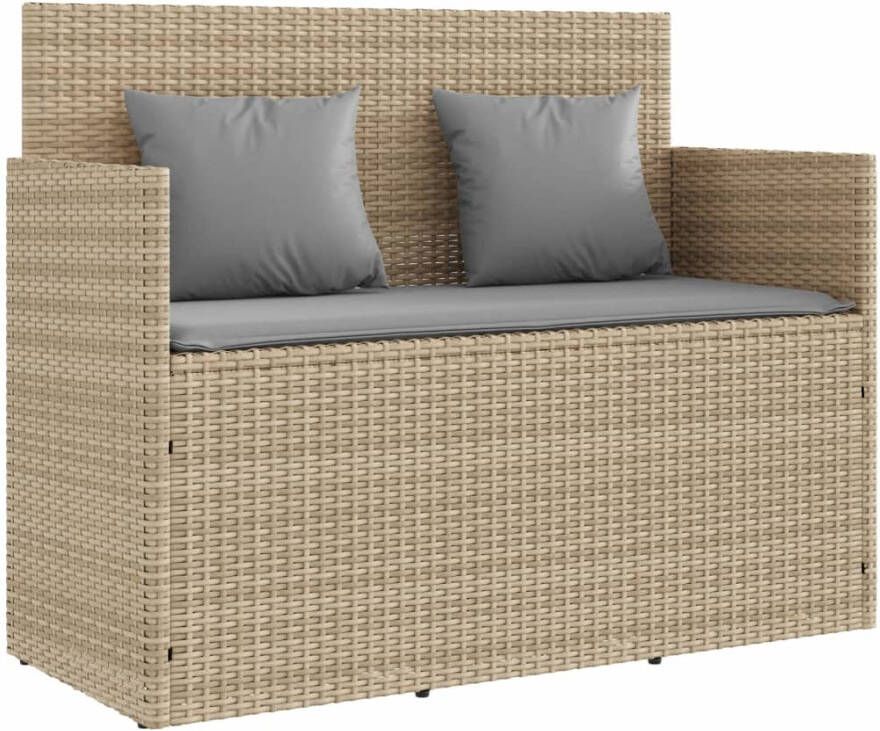 VIDAXL Tuinbank met kussens poly rattan beige - Foto 2