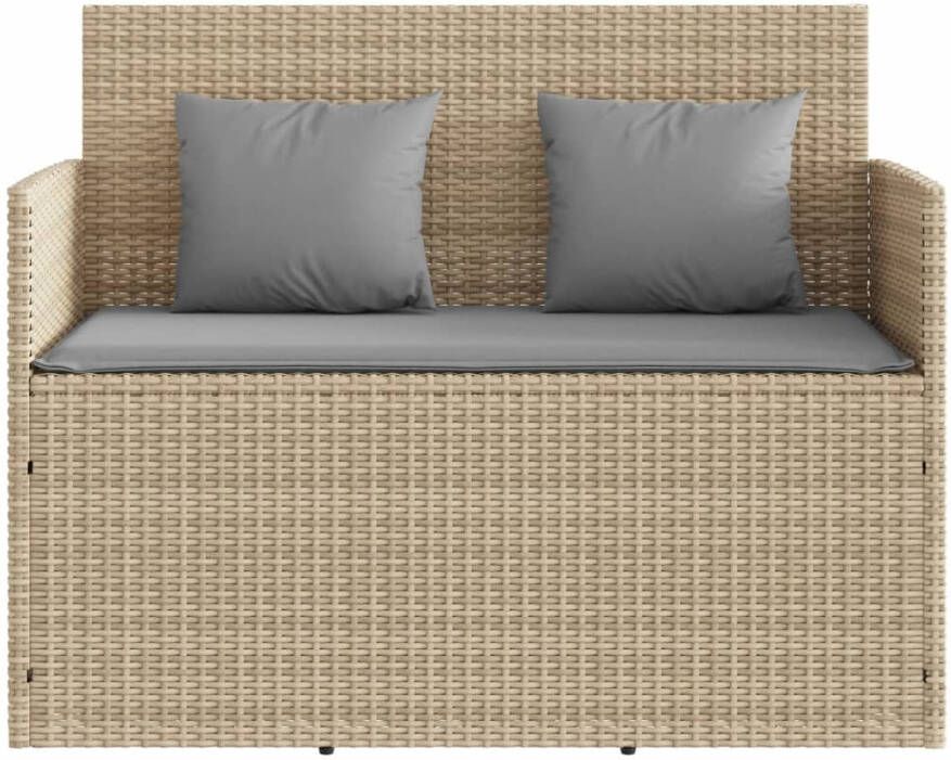 VIDAXL Tuinbank met kussens poly rattan beige - Foto 3