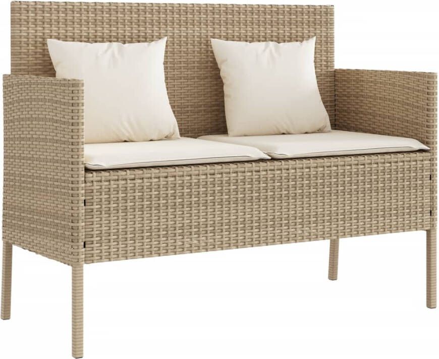 VIDAXL Tuinbank met kussens poly rattan beige - Foto 2