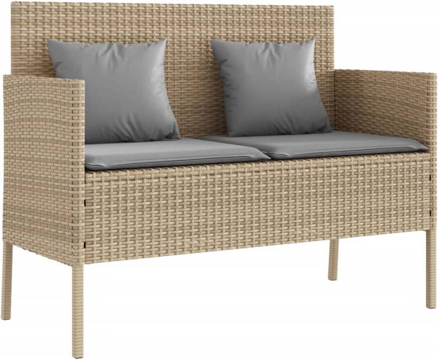 VIDAXL Tuinbank met kussens poly rattan beige - Foto 2