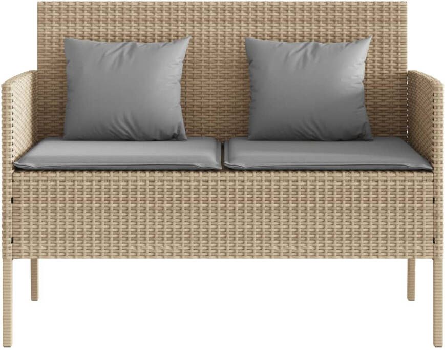 VIDAXL Tuinbank met kussens poly rattan beige - Foto 3