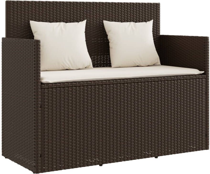 VIDAXL Tuinbank met kussens poly rattan bruin - Foto 2