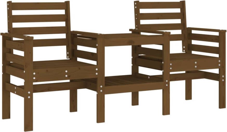 VIDAXL Tuinbank met tafel 2-zits massief grenenhout honingbruin - Foto 2