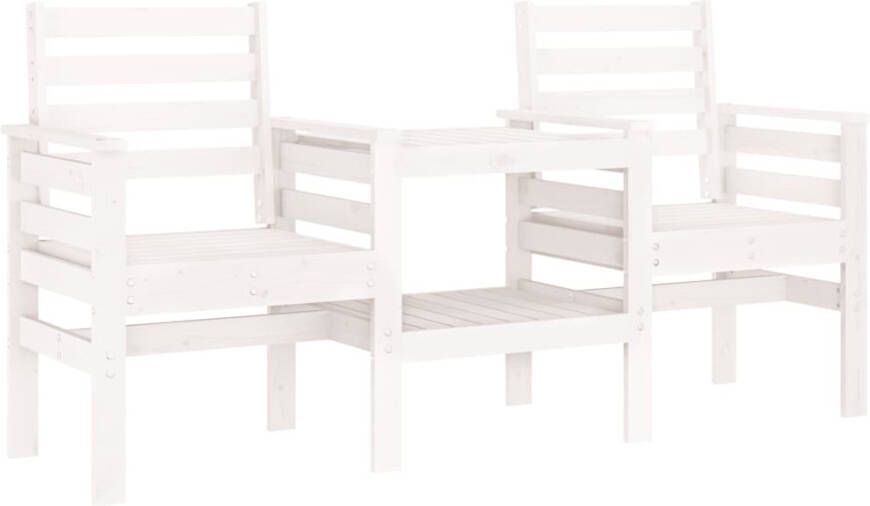 VIDAXL Tuinbank met tafel 2-zits massief grenenhout wit - Foto 2