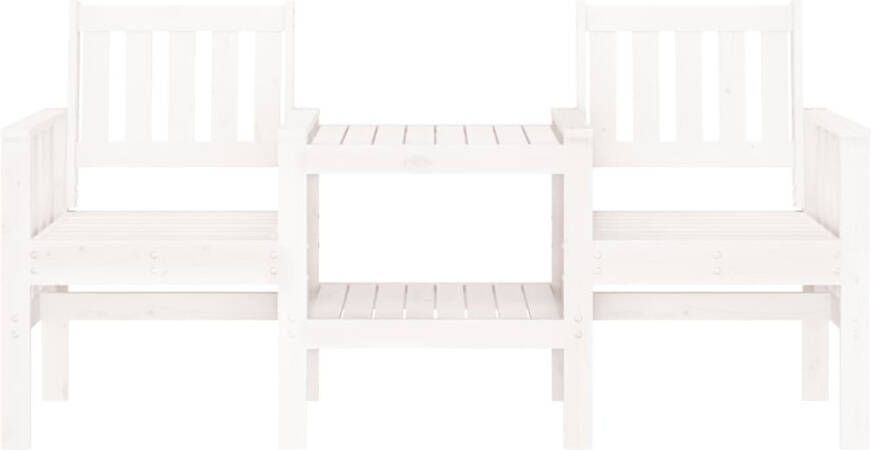 VIDAXL Tuinbank met tafel 2-zits massief grenenhout wit - Foto 3