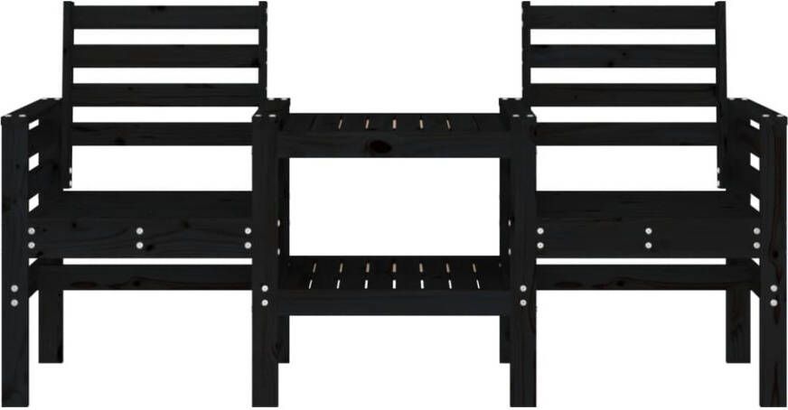 VIDAXL Tuinbank met tafel 2-zits massief grenenhout zwart - Foto 3
