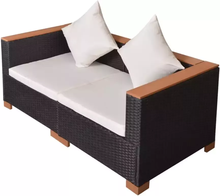 VidaXL Tuinbank poly rattan zwart