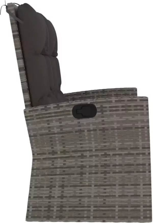 VIDAXL Tuinbank verstelbaar met kussens 118 cm poly rattan grijs - Foto 3