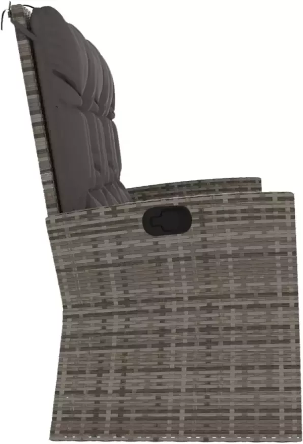 VIDAXL Tuinbank verstelbaar met kussens 173 cm poly rattan grijs