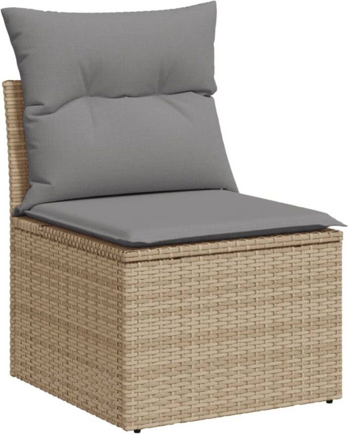 VIDAXL Tuinstoel zonder armleuning met kussens poly rattan beige - Foto 2